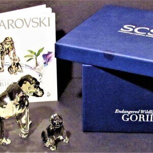 Authentic Swarovski crystal gorilla and baby